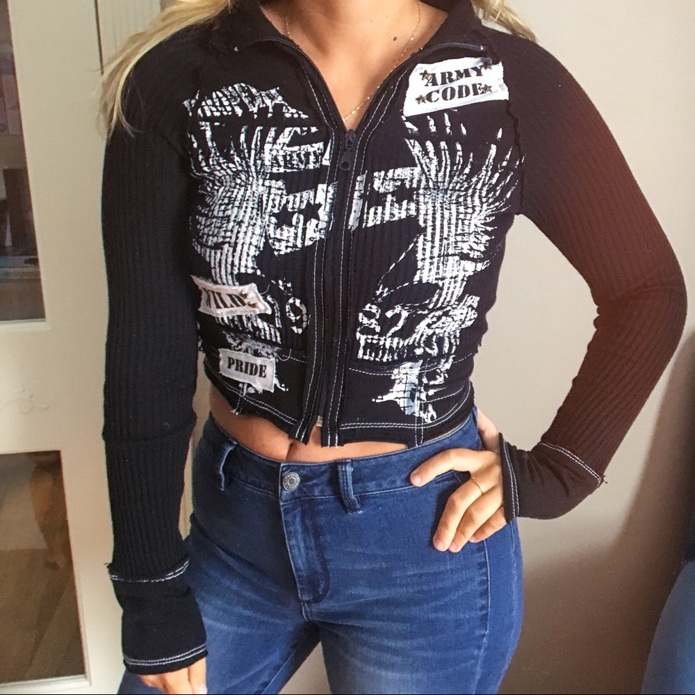 VINTAGE reclaimed black cropped top